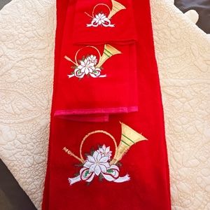3 PC  Christmas towel set. New. Washcloth, hand towel bath towel. Made in USA